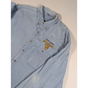 Blue Pointe West Virginia Mountaineers Denim Shirt Mens XXL Light Wash Cotton